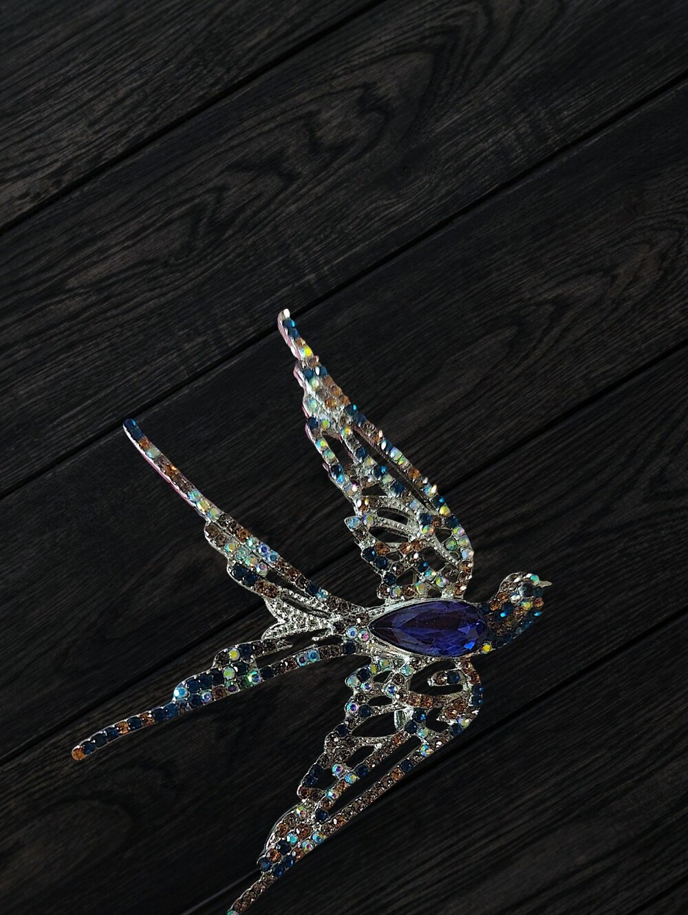 Crystal Swallow Bird Brooch